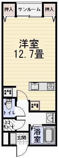ぽっぽハウス(ワンルーム/2階)の間取り写真