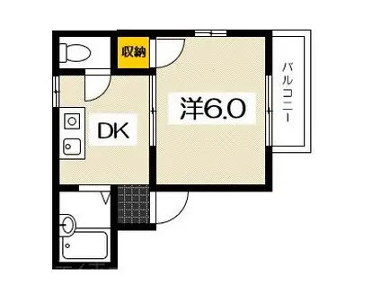 サンライズ五日市中央4丁目ビル(1DK/2階)の間取り写真
