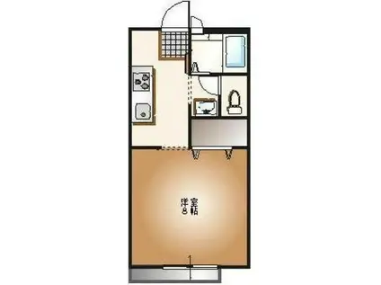 プチメゾンIII(1K/1階)の間取り写真