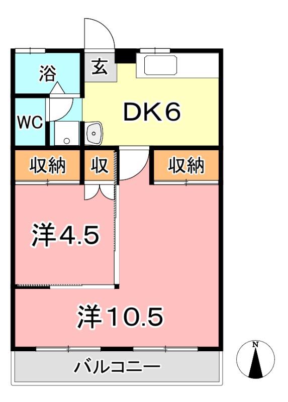 メイツ中庄(2DK/2階)の間取り写真