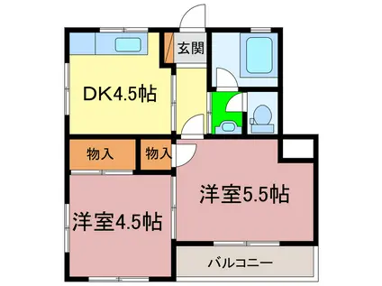 松原マンション(2DK/2階)の間取り写真