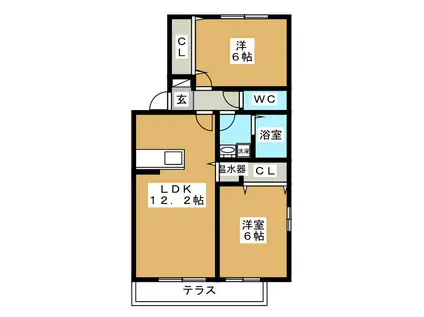 イーストエンジェル青山B棟(2LDK/1階)の間取り写真