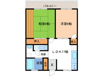 第3博陽ハイツ(2LDK/2階)の間取り写真
