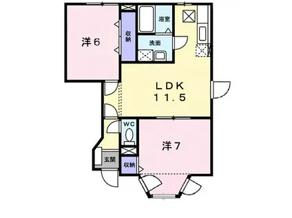 ロータス・高田C(2LDK/1階)の間取り写真