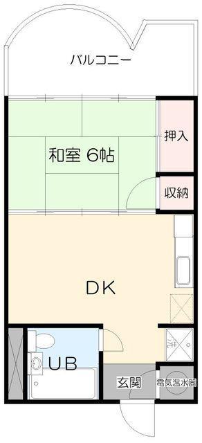 桜城マンション(1DK/5階)の間取り写真
