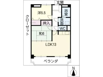 シャルマン富士塚(2LDK/3階)の間取り写真