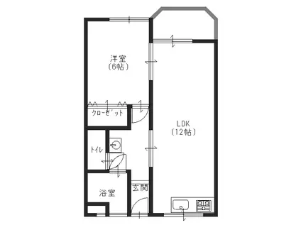 水畑マンション(1LDK/3階)の間取り写真