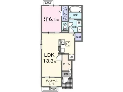 大泉町坂田アパート D(1LDK/1階)の間取り写真