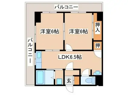 フタバハイツ(2LDK/2階)の間取り写真