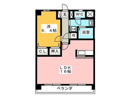 サンビーム八代(1LDK/2階)の間取り写真