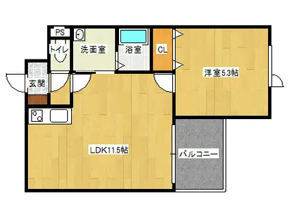 拓勇東町8丁目アパート(1LDK/3階)の間取り写真