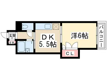 新大阪グランドハイツ北(1DK/3階)の間取り写真
