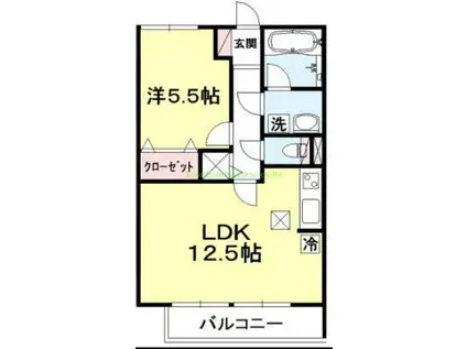 コモレビ大蔵E棟(1LDK/3階)の間取り写真
