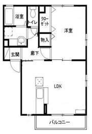 ボヌールE(1LDK/2階)の間取り写真
