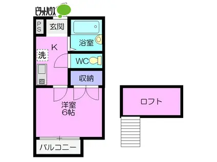 戸崎ハイツA(1K/2階)の間取り写真