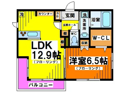 エルミタージュ永福町 (1LDK/3階)の間取り写真