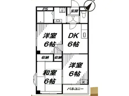 コンドミニアム八王子(3DK/4階)の間取り写真