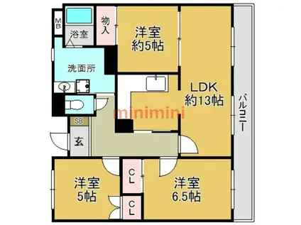 マンションフォルツーナ(3LDK/3階)の間取り写真