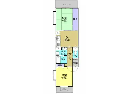 WINDS(2DK/2階)の間取り写真