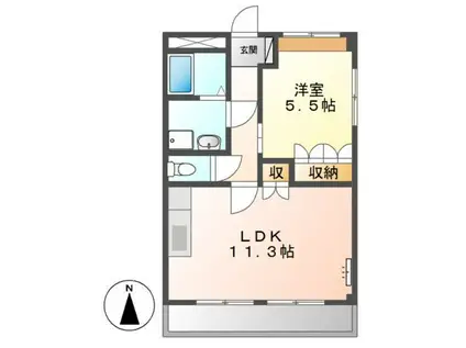 スウィートベル(1LDK/1階)の間取り写真