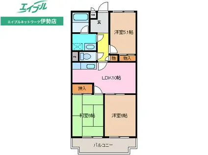 ヴェルドミールさくらぎ(3LDK/1階)の間取り写真