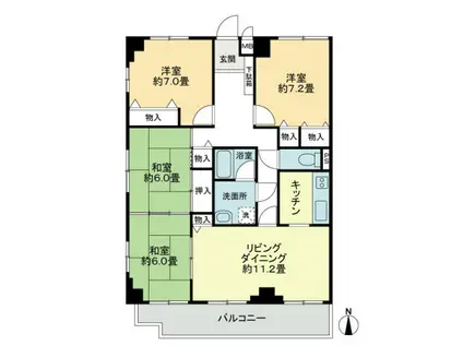 DOLCE扇町(4LDK/7階)の間取り写真