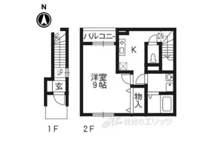 ユニフローラ2(1K/2階)の間取り写真