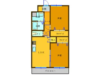プリマヴェーラ(2LDK/2階)の間取り写真