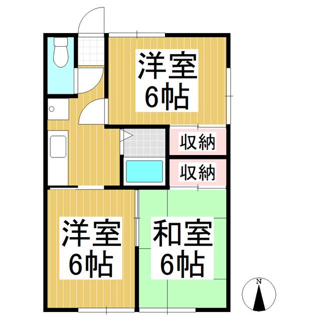 サンハイツ大久保B(3K/2階)の間取り写真