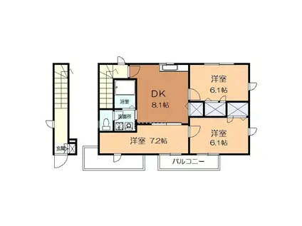 グランドソレイユII(3DK/2階)の間取り写真