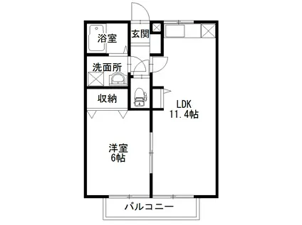 マリーブルク(1LDK/2階)の間取り写真
