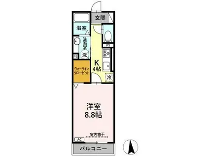 パーチェ黒野(1K/2階)の間取り写真