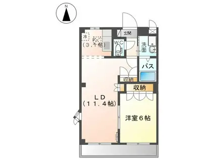 エーデルハイムIV(1LDK/1階)の間取り写真