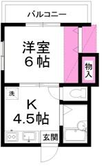 エマーブル茂ヶ崎(1K/2階)の間取り写真