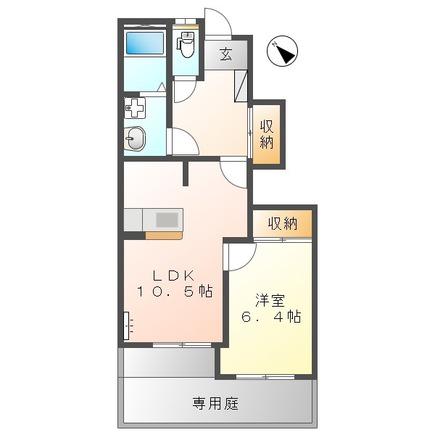 プレサスガーデン(1LDK/1階)の間取り写真