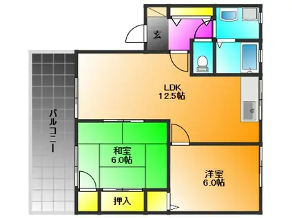 ドエリング朝妻(2LDK/1階)の間取り写真