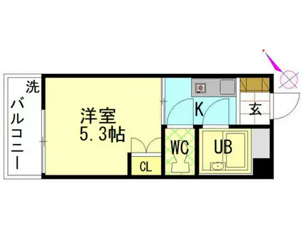 ウエストヒル(1K/2階)の間取り写真