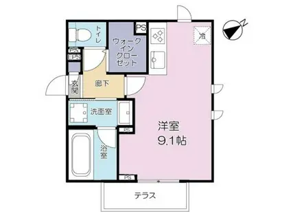 グランディール(ワンルーム/2階)の間取り写真