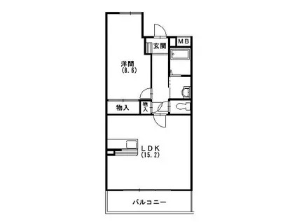 アムール住吉(1LDK/2階)の間取り写真
