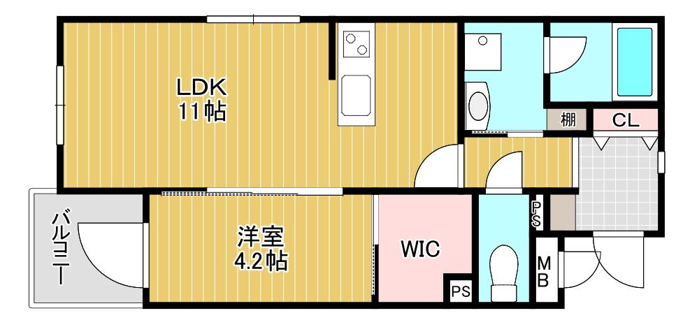 ラ・コルダ中井(1LDK/2階)の間取り写真