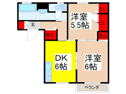 サニーコート(2DK/1階)の間取り写真