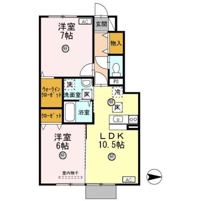 メゾン・モンテリベールVI(2LDK/1階)の間取り写真