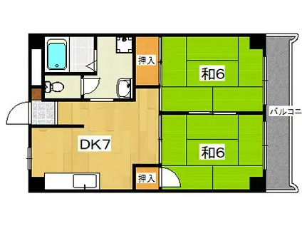 バーンフリートくずは(2DK/2階)の間取り写真