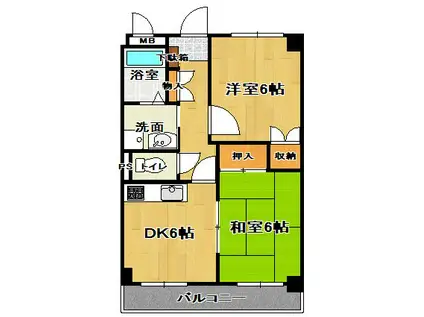 コンセルジュ(2DK/2階)の間取り写真