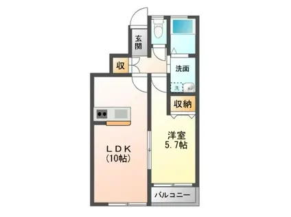 クレアージュ小中野AB(1LDK/1階)の間取り写真