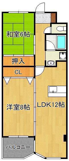ウィルステージ霧ヶ丘(2LDK/6階)の間取り写真