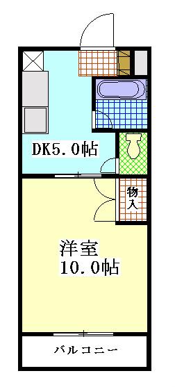 グランピアI(1DK/4階)の間取り写真