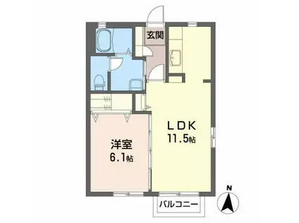 グリーン ハーモニー・A(1LDK/2階)の間取り写真