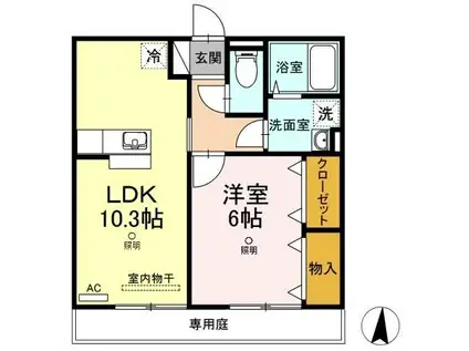 エルドラードA棟(1LDK/1階)の間取り写真