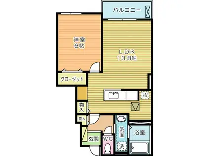 ジュエ アン ボワI(1LDK/1階)の間取り写真